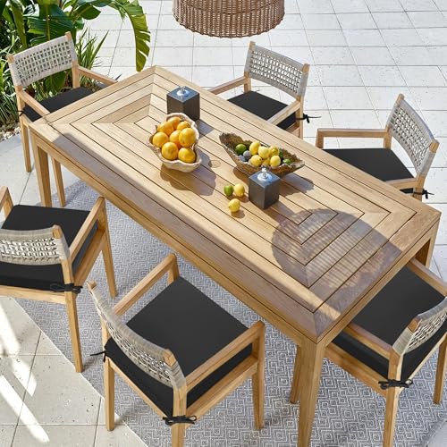 Outdoor Chair Cushions Set of 4, Waterproof Patio Seat Cushions with Ties, Black A5741