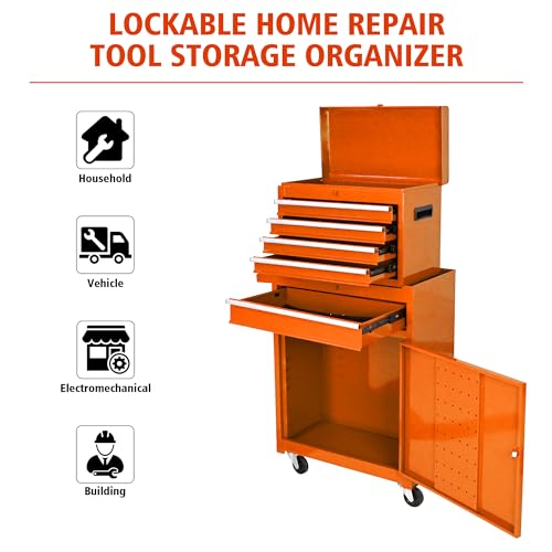 5-Drawer Rolling Tool Chest with Brake Casters, Black E95317