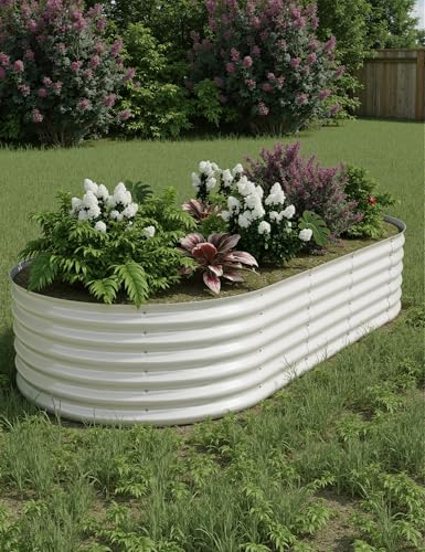 4x2x2Ft Oval Galvanized Steel Raised Garden Bed - Outdoor Metal Planter Box for Vegetables, Flowers, Herbs L43315