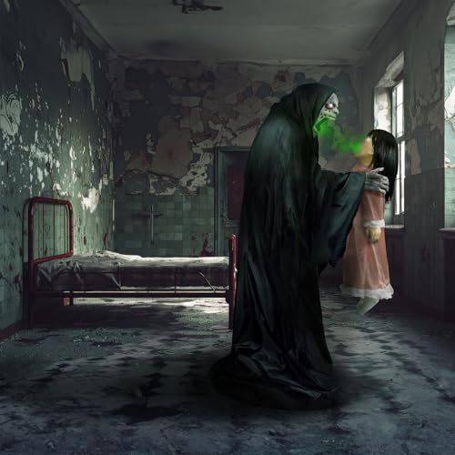 Haunted Hill Farm Soul Sucker Demon Reaper with Child by Tekky, Motion-Activated Halloween Animatronic Q202293