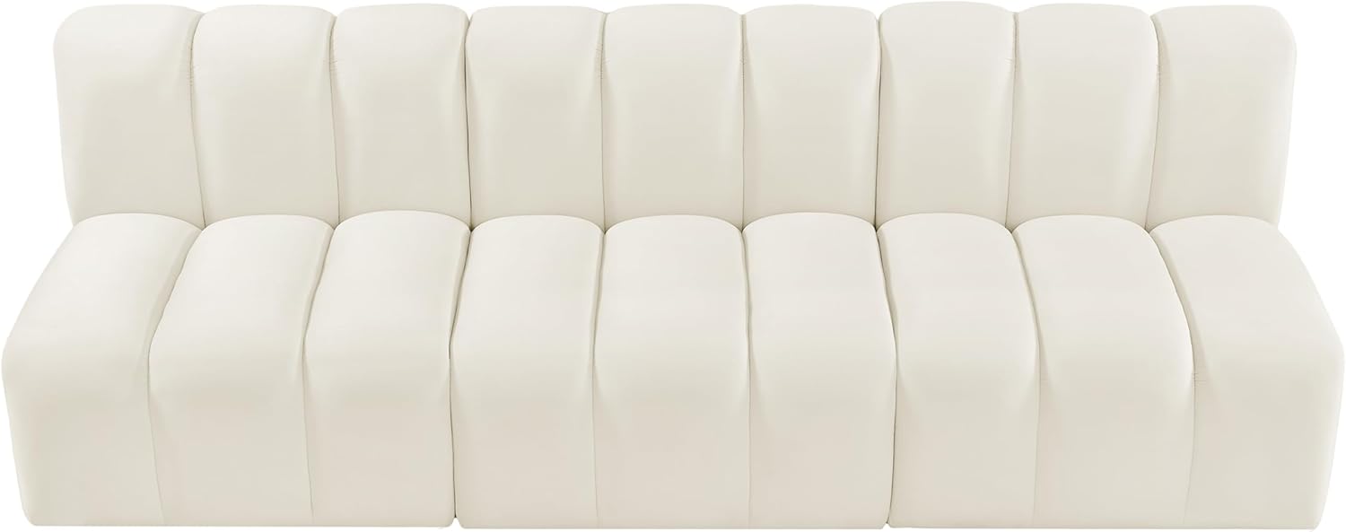 Meridian Furniture Arc Modern Velvet Modular Sofa, Cream R2997