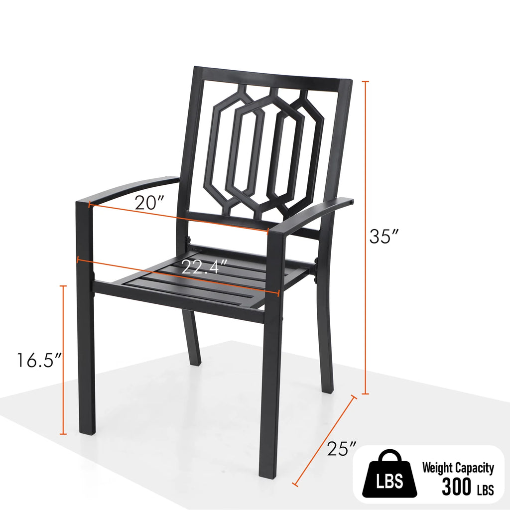MF Studio 6-Piece Outdoor Patio Set with 10 FT Umbrella, Stacking Chairs & Square Dining Table D49515