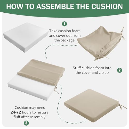 Outdoor Chair Cushions Set of 4, Waterproof Patio Seat Cushions with Ties, Black A5741