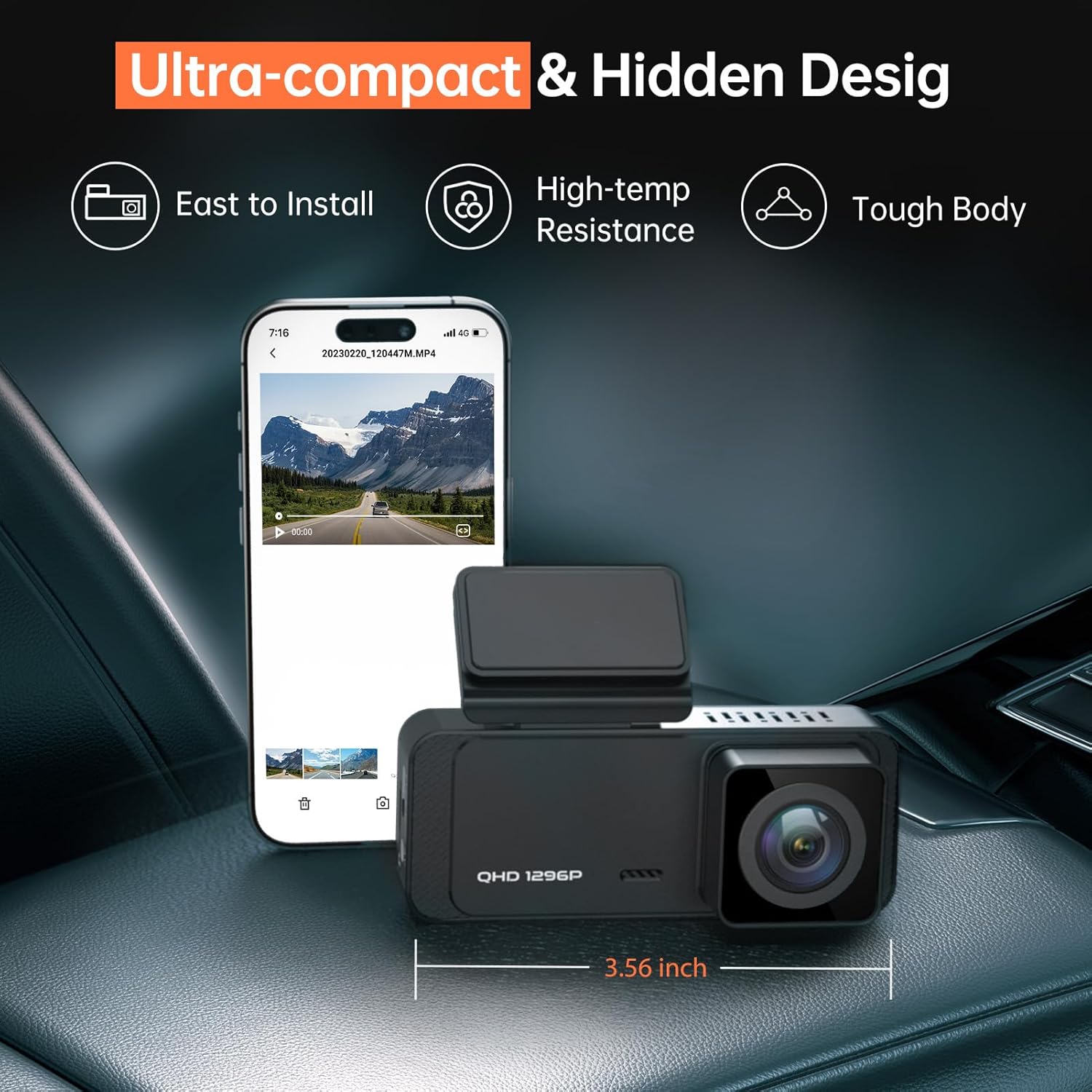 Veement V300 1296P WiFi Dash Camera for Cars with Night Vision F2089