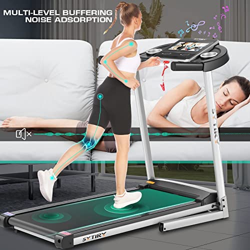 SYTIRY Folding Treadmill with WiFi and TV Screen for Home K729226
