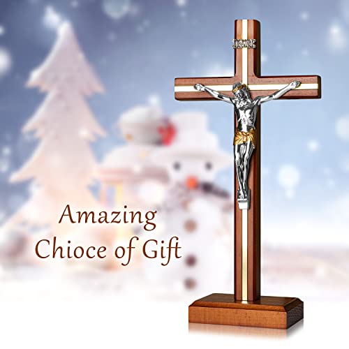 KUXBET Crucifix Cross Catholic 10.7 Inch Wooden Jesus Christ Wall Hanging or Tabletop G934