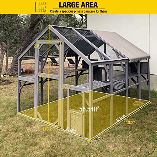 Aivituvin Cat House Outdoor Catio with Large Door, Wooden Cat Cage Indoor Playpen, 70 Inch I919236