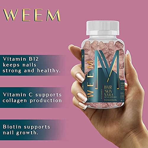 WEEM Hair Skin and Nails Gummies - Vegan Biotin Vitamins for Women & Men A823945