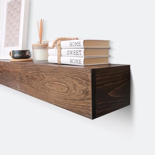 Modern Fireplace Mantel Floating Shelf Hand Crafted Brown 48Lx6Hx8D Z803083