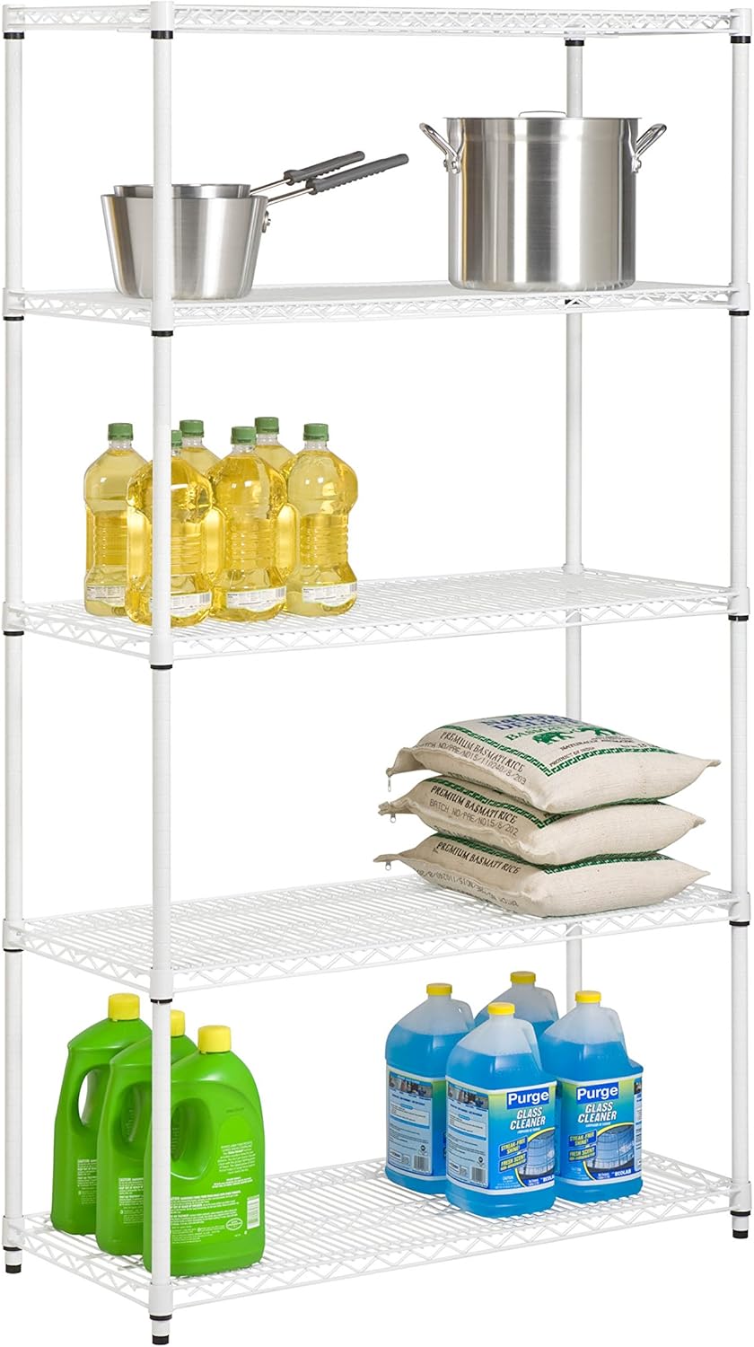Honey-Can-Do 5-Tier Heavy-Duty Adjustable Shelving Unit, White L7400