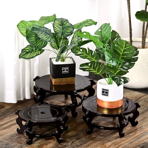 Yoiemivy 8 Inch Wooden Plant Stand Indoor Oriental Style N675