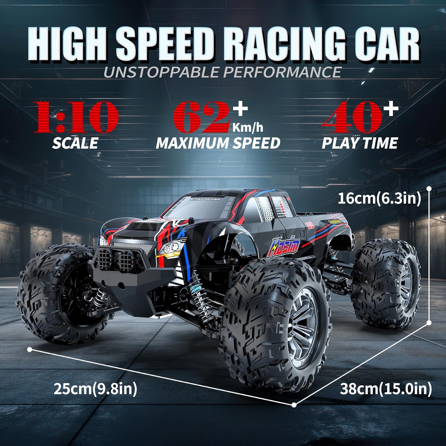 Hosim 1:10 Scale 48+ KMH Remote Control Car for Adults Boys K29929