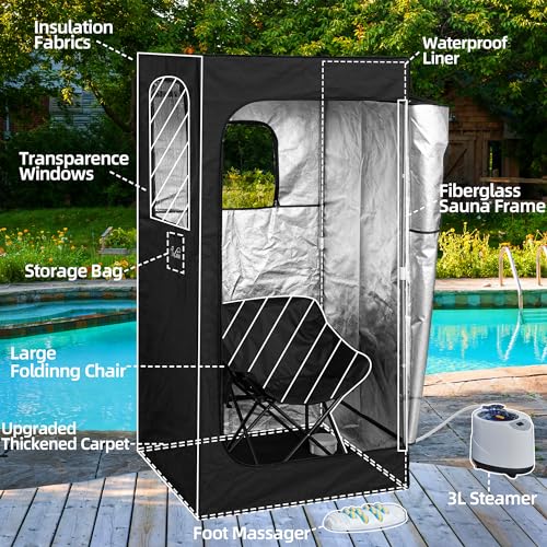 Portable Steam Sauna with 3L Steamer, Remote Control, Navy Blue I494