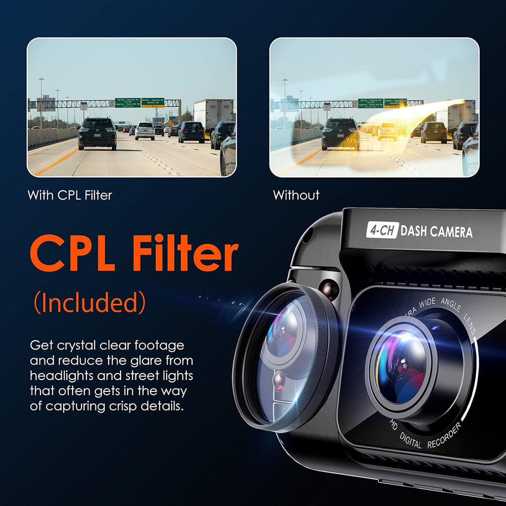 R4 4 Channel Dash Cam with 1080p, Wi-Fi, GPS, IR Night Vision V990