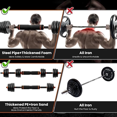 Adjustable 4-in-1 Weight Set, Dumbbell Barbell Kettlebell and Push-up, Home Gym Equipment V1582