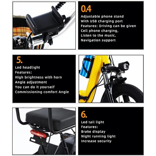 Adult Electric Tricycle Foldable 14 Inch with Detachable Battery and Baskets I325