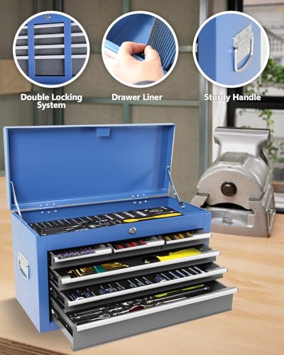 5-Drawer Rolling Tool Chest with Brake Casters, Black E95317