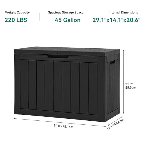 YITAHOME Outdoor Storage Box with Cushion, 120 Gallon, Lockable, Light Brown O374