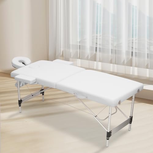 MoNiBloom Portable Massage Table 2 Fold 82" Height Adjustable SPA Bed with Carry Case, Black S8791