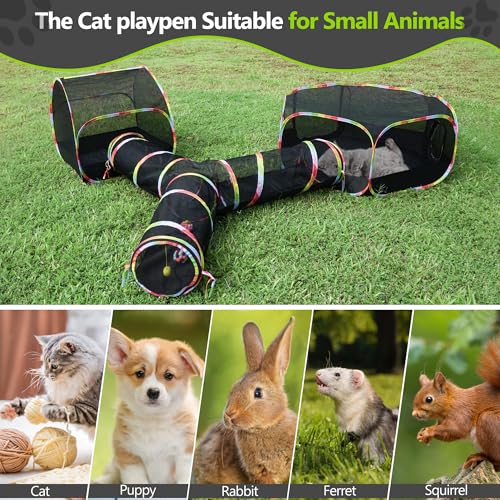 Outdoor Cat Enclosure with Storage Bag, Cat Tunnel Playground for Small Animals D823