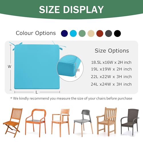 Outdoor Chair Cushions Set of 4, Waterproof Patio Seat Cushions with Ties, Black A5741
