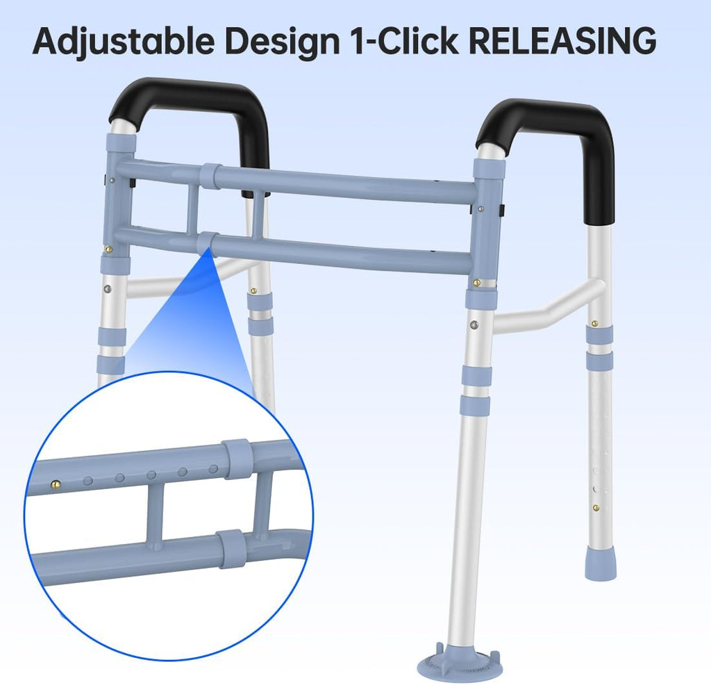 Delog Stand Alone Toilet Safety Rail, Adjustable Folding Handrails for Elderly V3104