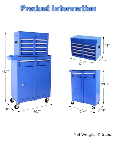 5-Drawer Rolling Tool Chest with Brake Casters, Black E95317