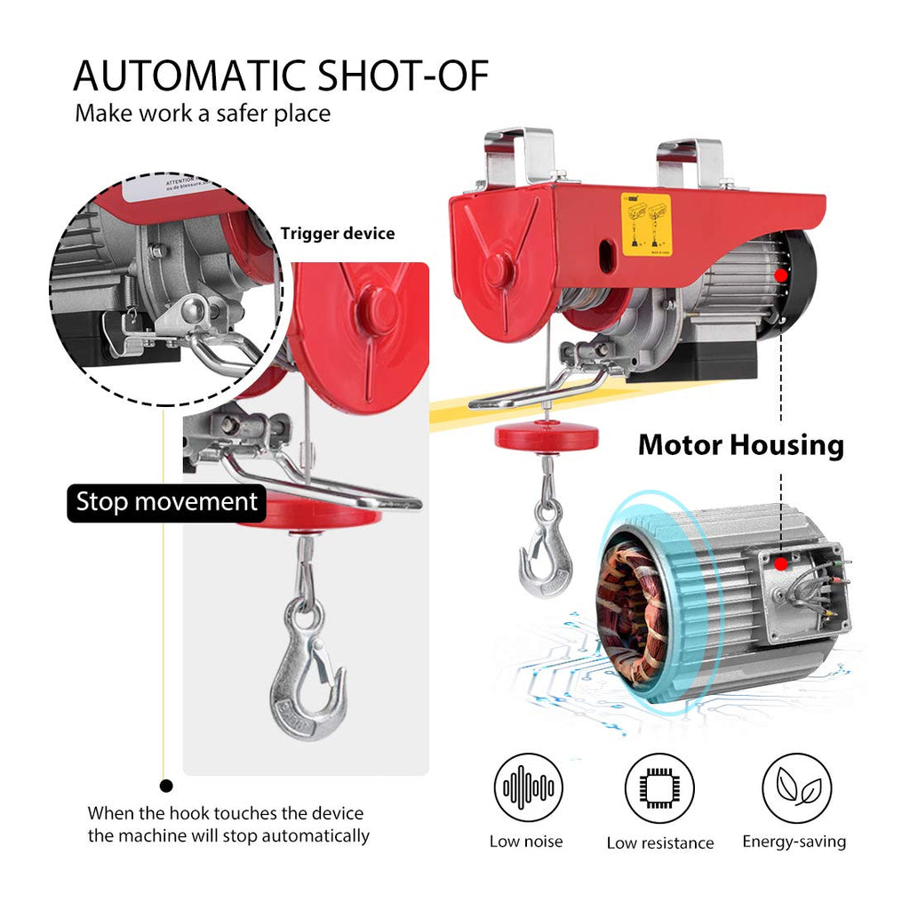 VIVOHOME 110V 440 Lbs Electric Hoist with Zinc-Plated Steel Wire for Garage X46820
