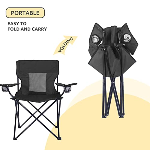 ONENESS Camping Chair, Portable Folding Fishing Chair with Cup Holder, Navy F53566