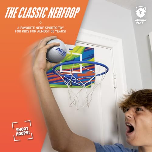 Nerf Mini Over The Door Basketball Hoop with Foam Ball Set - Blue L46159
