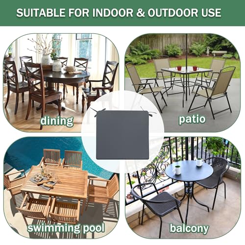 Outdoor Chair Cushions Set of 4, Waterproof Patio Seat Cushions with Ties, Black A5741