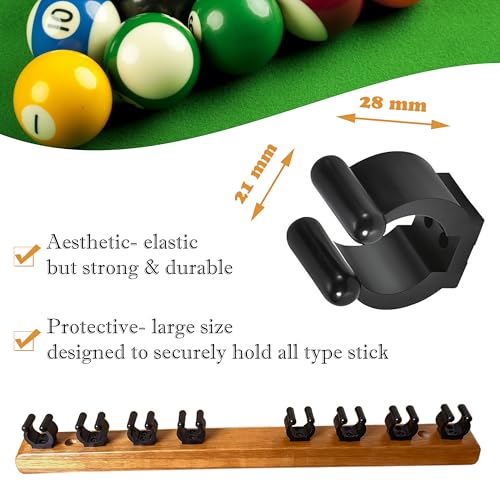 Wall-Mounted Pool Stick Holder Hardwood Rack for 8 Cues, Black Z37042