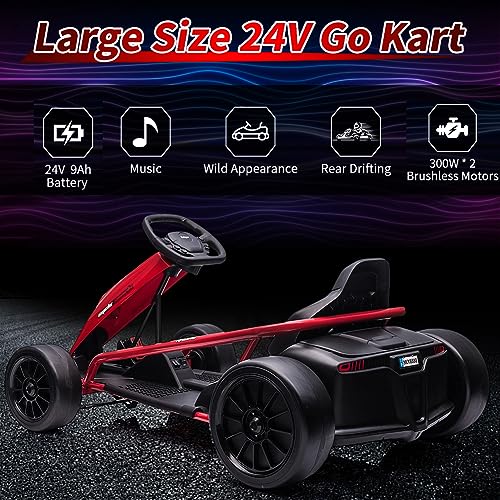 Kids Go Kart 24V Battery 300W Dual Motors Drifting Car with Music and Horn X10432