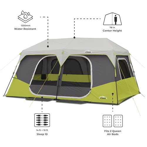 CORE Instant Cabin Tents 6 Person Family Pop Up Camping Tent R26561