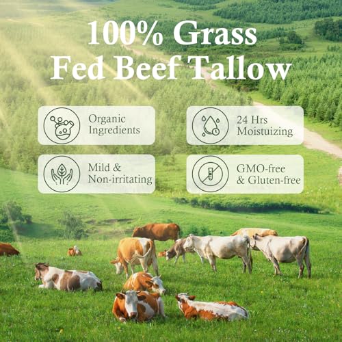 Grass Fed Beef Tallow Balm with Raw Honey for Face and Body, 2 Pack E5036