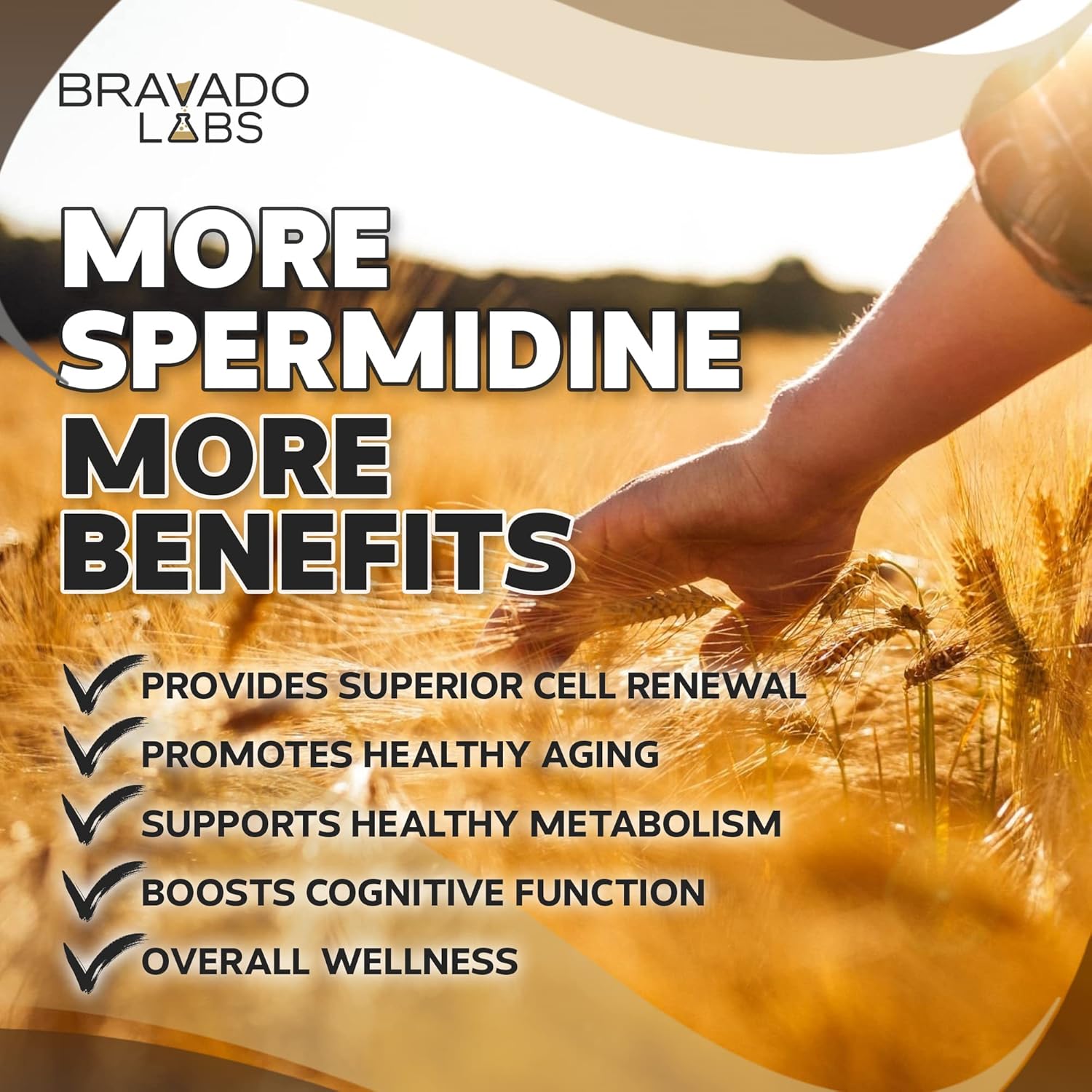 Spermidine Supplement with Wheat Germ Extract and Thiamine - Non-GMO - 60 ct R684