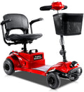 4 Wheel Mobility Scooter | Foldable and Portable Electric Scooter with Basket and Light | Compact Mobility Device Perfect for Adults, Elderly, and Travel, Red