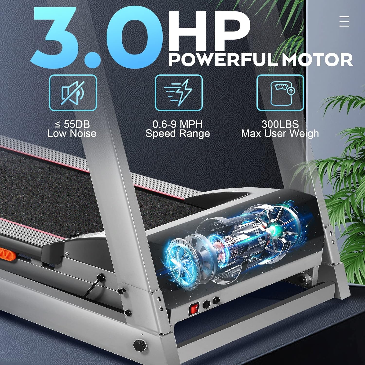ANCHEER Treadmill, 3.0 HP with Incline for Home, 300LBS Capacity P583172