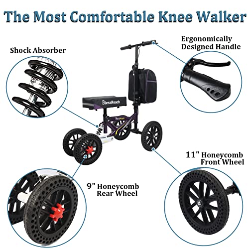 All Terrain Foldable Knee Scooter Walker with Disc Brake M414