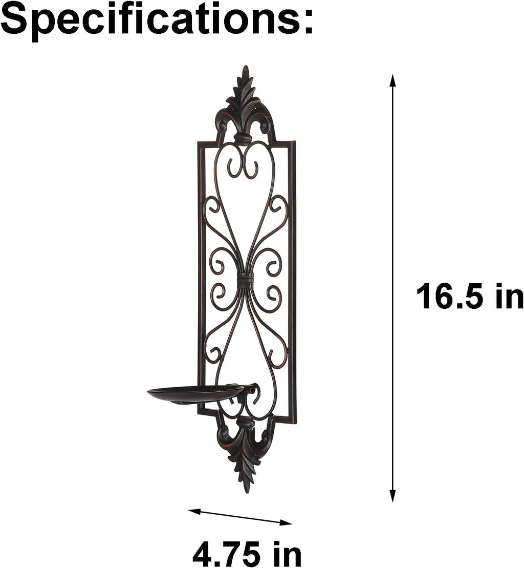 Bronze Metal Candle Sconces Wall Decor Set of 2 C53929