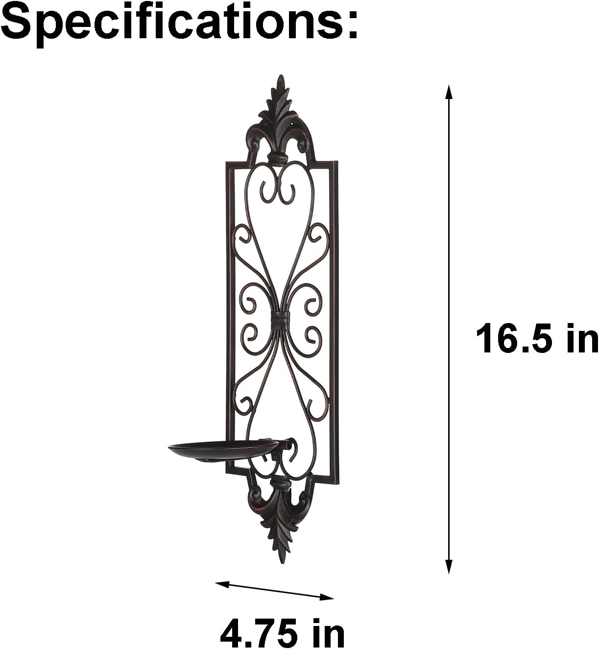 Bronze Metal Candle Sconces Wall Decor Set of 2 C53929