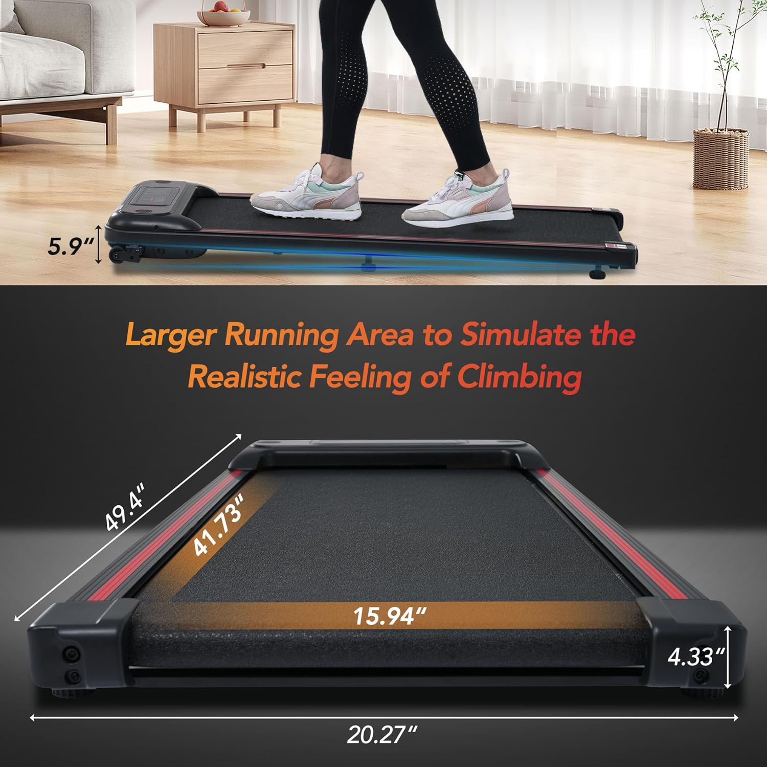 2-in-1 Walking Pad Treadmill with Bluetooth Speaker & LED Display for Home Office D8545