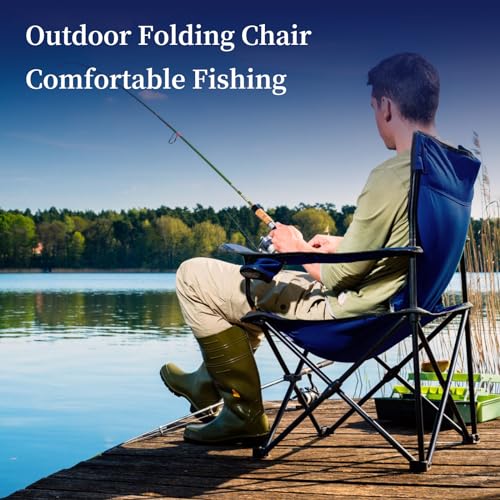 Portable Folding Camping Chair with Cup Holder and Side Bag, Blue F231