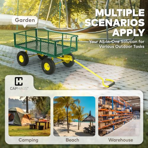 CAPHAUS Metal Black Garden Cart with 180° Adjustable Handle, 880 lbs Capacity T49731