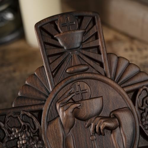 BGCOPPER Crucifix Wall Cross Handmade Wooden with Hook, Christian Wall Art, 14 Inch L40287
