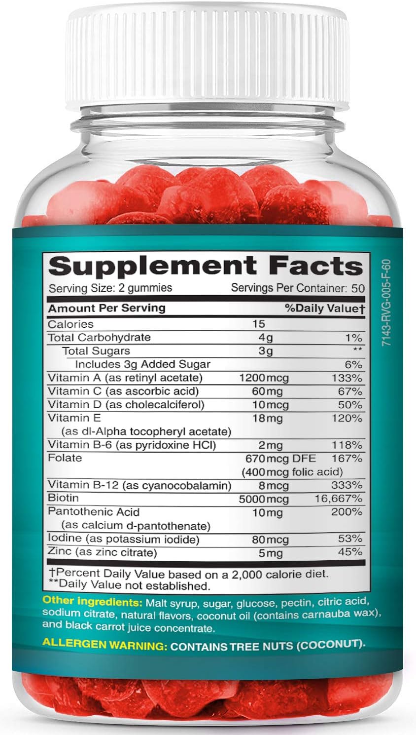 Hair Skin and Nails Gummies with High Potency Biotin 5000mcg for Women Men and Kids X55618