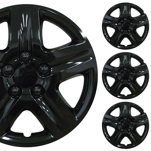 17" Universal Gloss Black Car Wheel Cover/Hubcap Set | Replacement Snap On | Set of 4 | Univeral Fit for 17 Inch Base Stock Rims