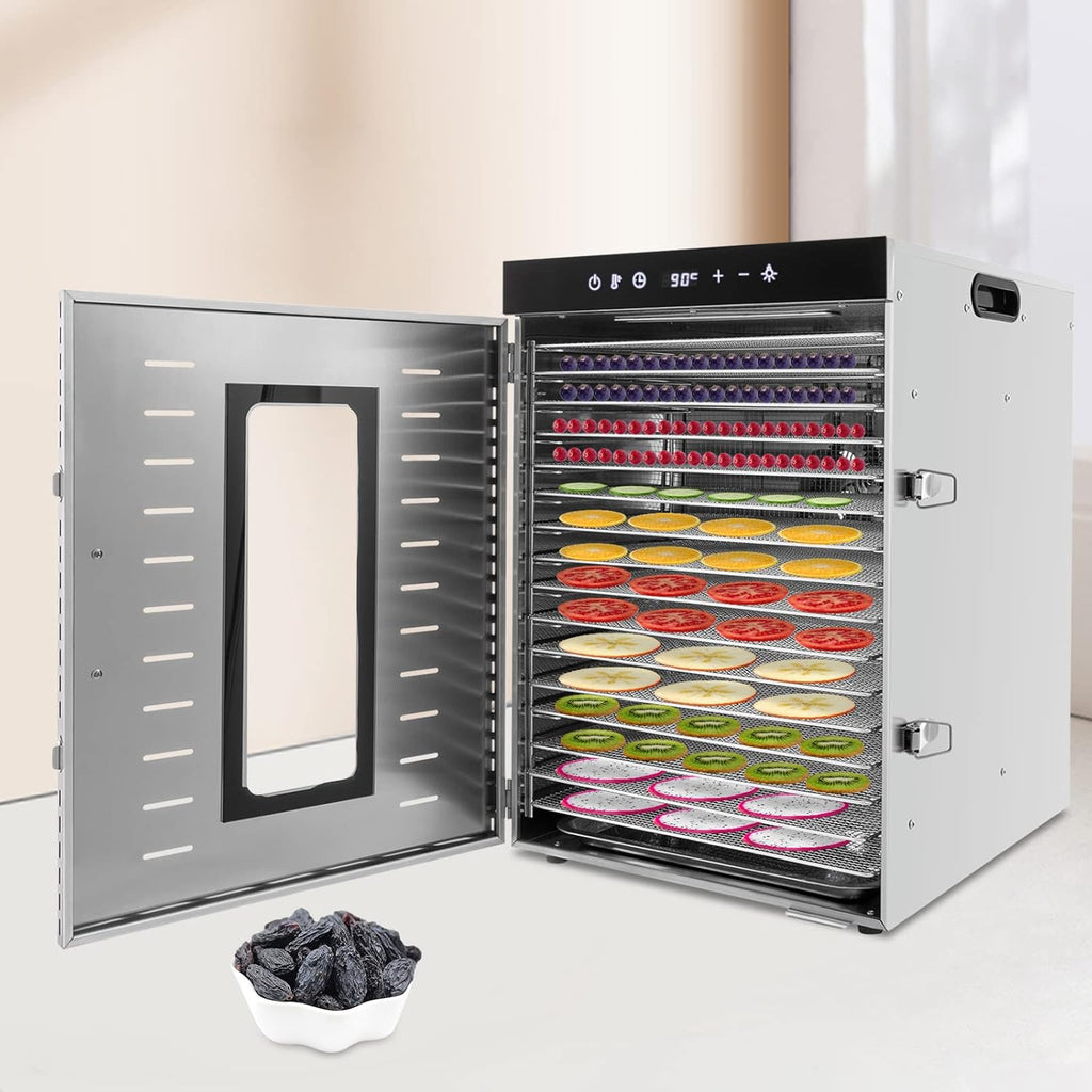 16 Tray Stainless Steel Food Dehydrator with Adjustable Temperature and Timer Q37753