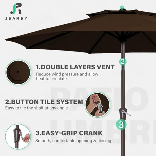 JEAREY 9 ft 2-Tiers Patio Umbrella with Push Button Tilt, Navy Blue A58987
