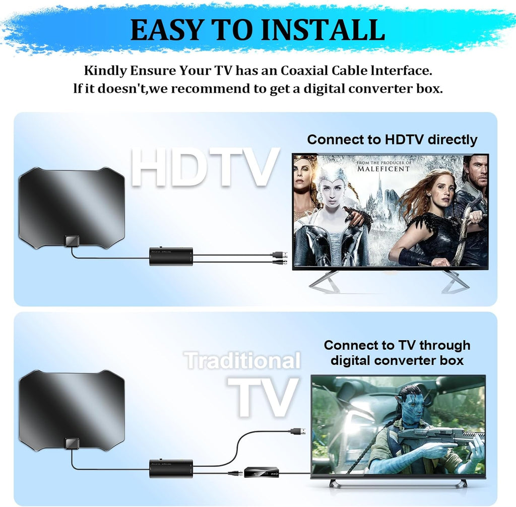 TV Antenna for Smart TV, Indoor Outdoor, Amplified HD 4K 1080p P855